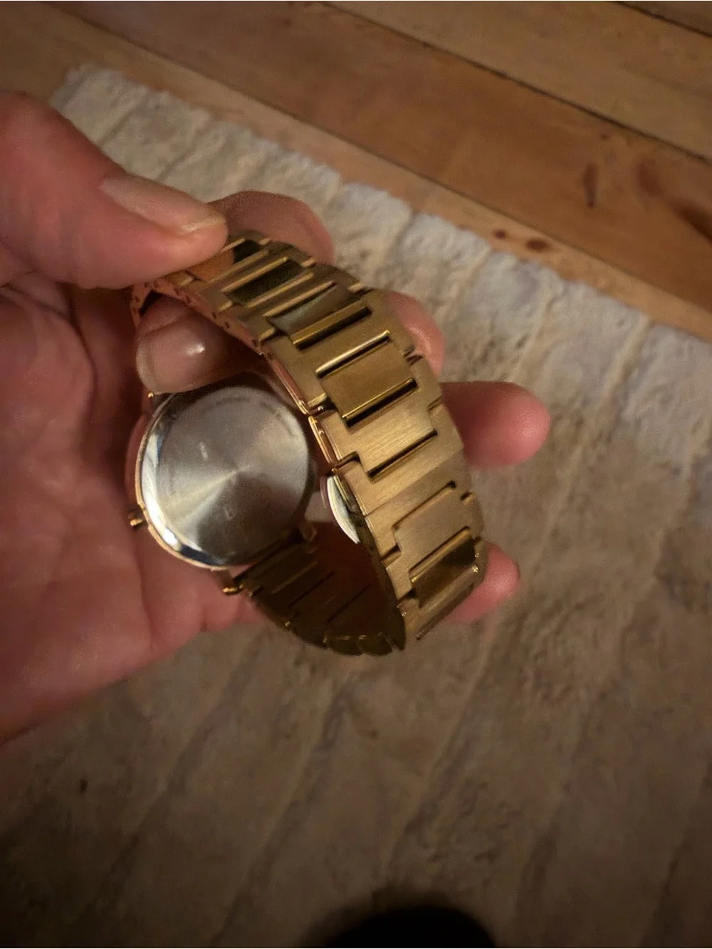 Movado Rose Gold Minimalist Bracelet Watch with a diamond